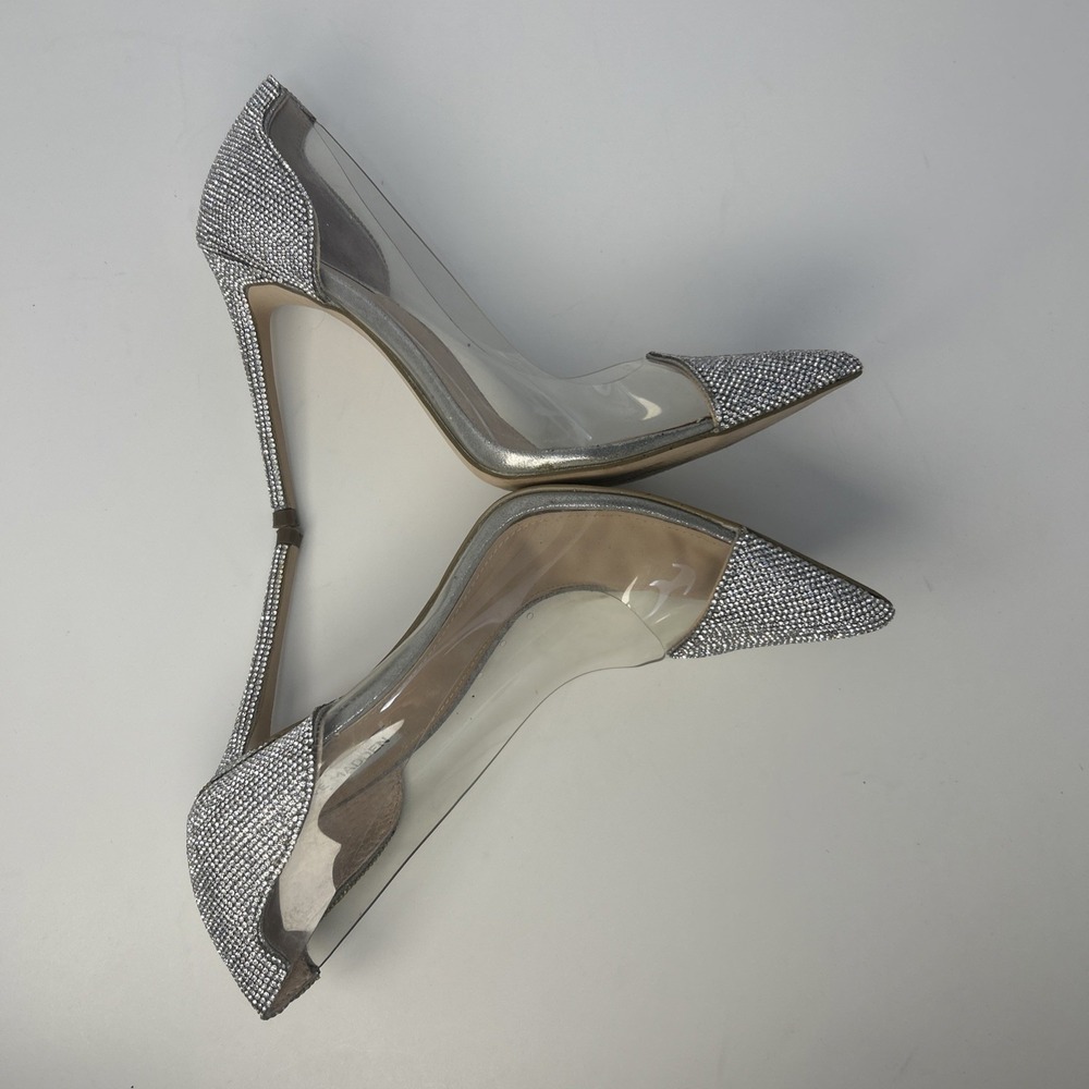 Steve Madden Malibu-R Rhinestone Clear Pumps Silver Stiletto Heels Size 10 M - Picture 7 of 10